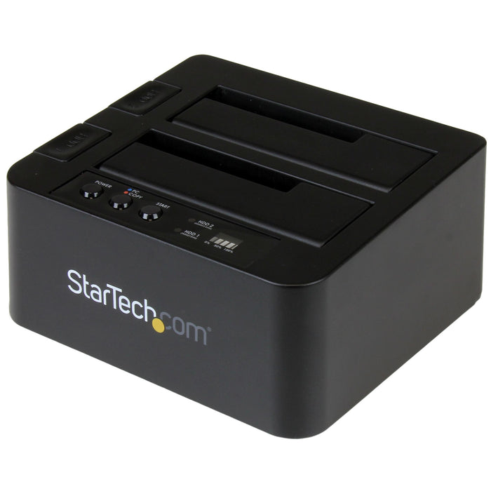 StarTech.com Standalone Hard Drive Duplicator, Dual Bay HDD/SSD Cloner/Copier, USB 3.1 (10Gbps) to SATA III HDD/SSD Docking Station, Hard Disk Duplicator Dock, Hard Drive Cloner, HDD duplicator, 2 copies, USB 3.1, Black, Plastic, USB Type-B