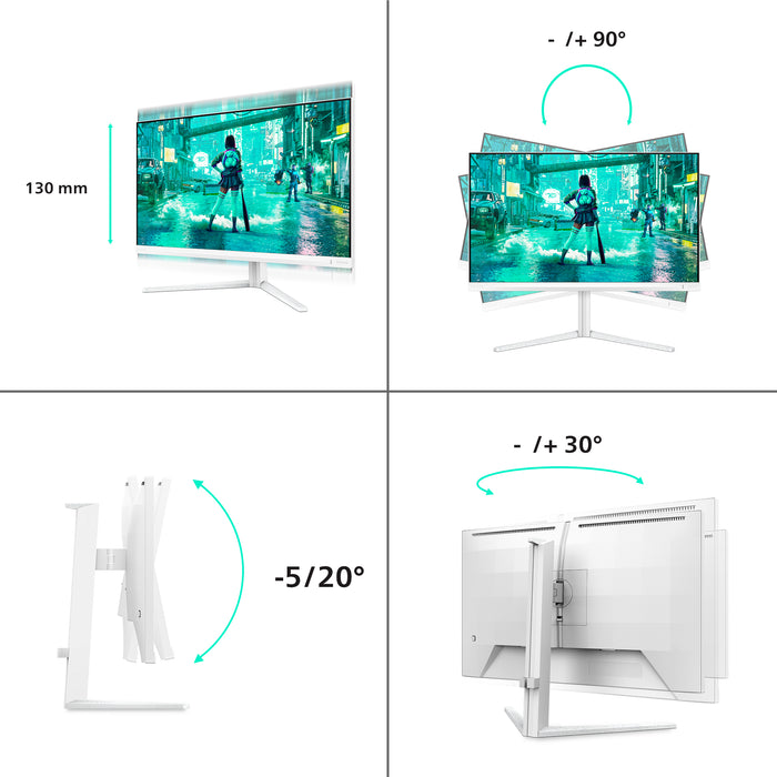 Philips Evnia 27M2N3201A/00, 68.6 cm (27"), 1920 x 1080 pixels, Full HD, LCD, 1 ms, White