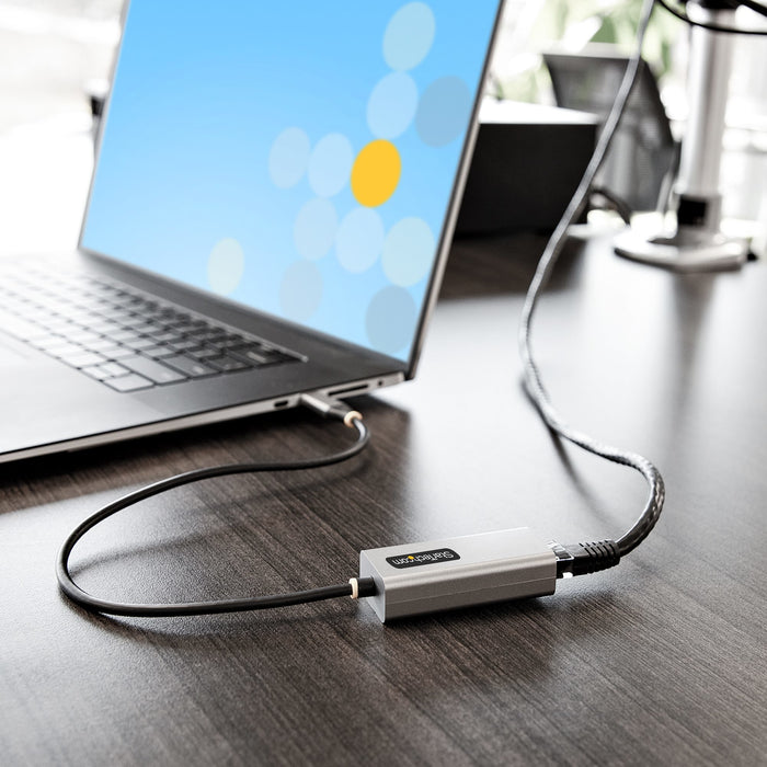 StarTech.com USB-C to Ethernet Adapter, USB 3.0 to Gigabit Ethernet Network Adapter, 10/100/1000 Mbps, USB-C to RJ45 Ethernet Adapter (GbE), 12in Attached Cable, Driverless Install, Wired, USB Type-C, Ethernet, 5000 Mbit/s, Black, Grey