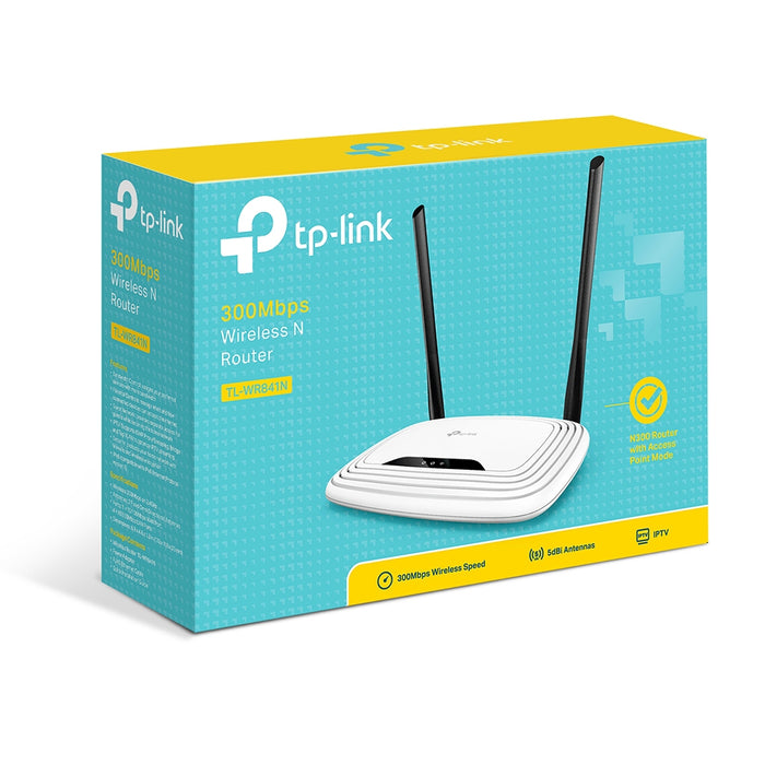 TP-Link TL-WR841N, Wi-Fi 4 (802.11n), Single-band (2.4 GHz), Ethernet LAN, White, Tabletop router