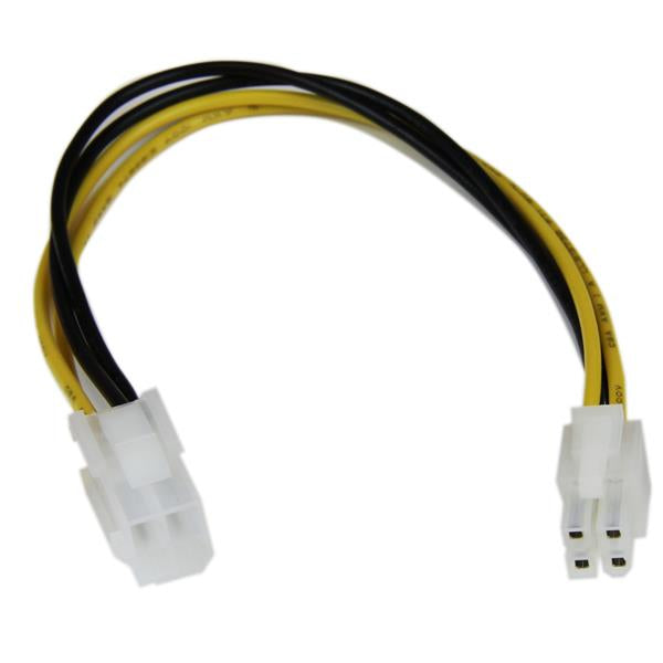 StarTech.com 8in ATX12V 4 Pin P4 CPU Power Extension Cable - M/F, ATX (4-pin), ATX (4-pin), 0.204 m, Male, Female, Black, White, Yellow