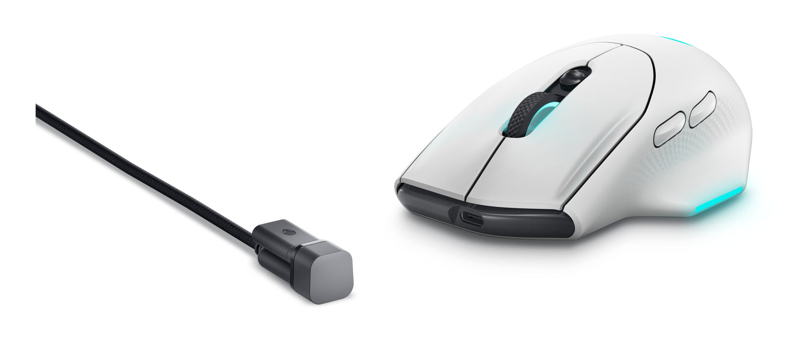 Alienware AW620M, Right-hand, Optical, RF Wireless + USB Type-C, 26000 DPI, White
