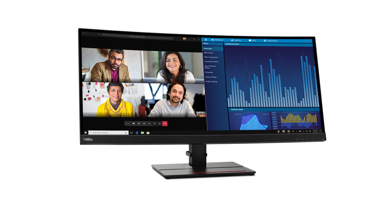 Lenovo ThinkVision P34w-20, 86.7 cm (34.1"), 3440 x 1440 pixels, Wide Quad HD, LED, 6 ms, Black