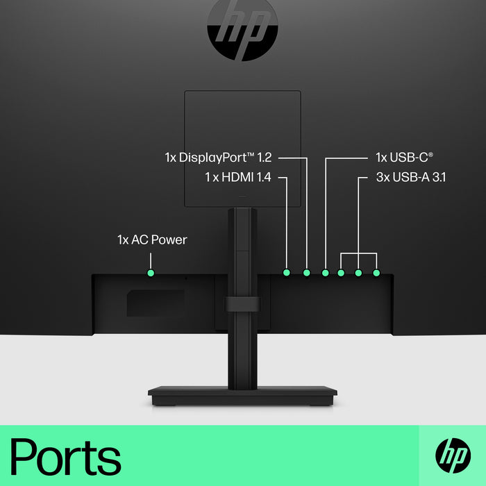 HP P32u G5 QHD USB-C Monitor, 80 cm (31.5"), 2560 x 1440 pixels, Quad HD, LCD, 5 ms, Black