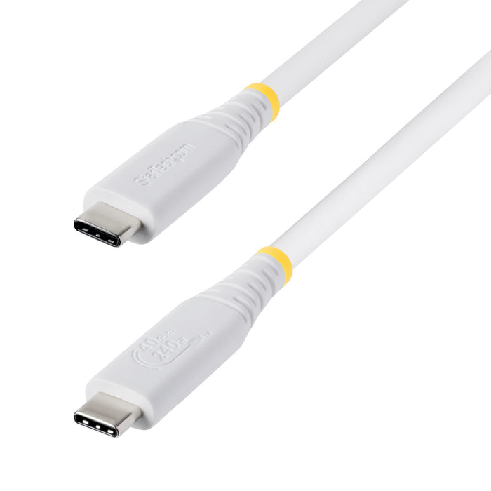 StarTech.com 50cm (1.6ft) USB4 Cable, 40Gbps, USB-IF Certified USB-C Cable, 240W PD, 8K 60Hz/4K 240Hz DP2.1 DP40, TPE Jacket, Thunderbolt 4 Compatible - White USB-C Cord, 0.5 m, USB C, USB C, USB4 Gen 3x2, 40 Gbit/s, White