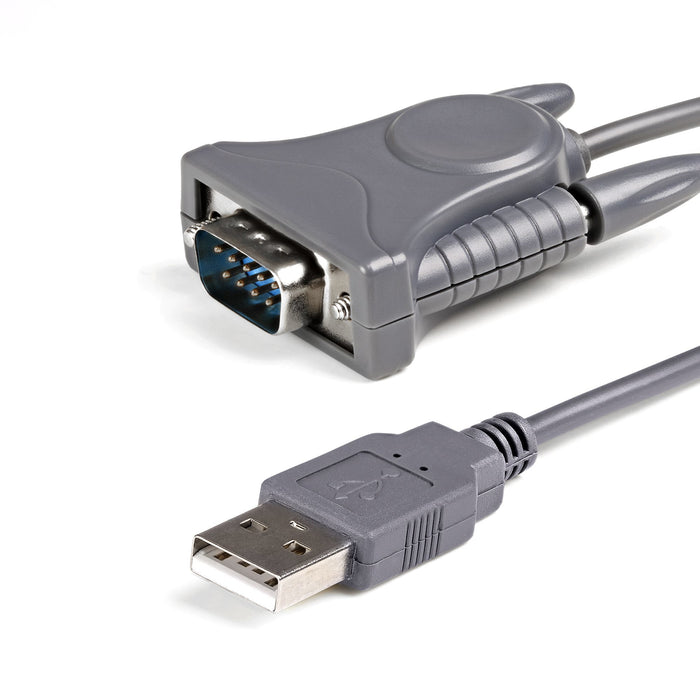 StarTech.com 3ft (91cm) 1-Port USB to Serial Cable, DB9/DB25 RS232 to USB Converter, Prolific, USB to Serial Adapter, Grey, 0.9 m, USB Type-A, DB-9, Male, Male