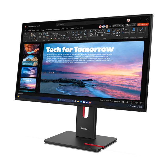 Lenovo ThinkVision T27QD-40, 68.6 cm (27"), 2560 x 1440 pixels, Wide Quad HD, LED, 6 ms, Black