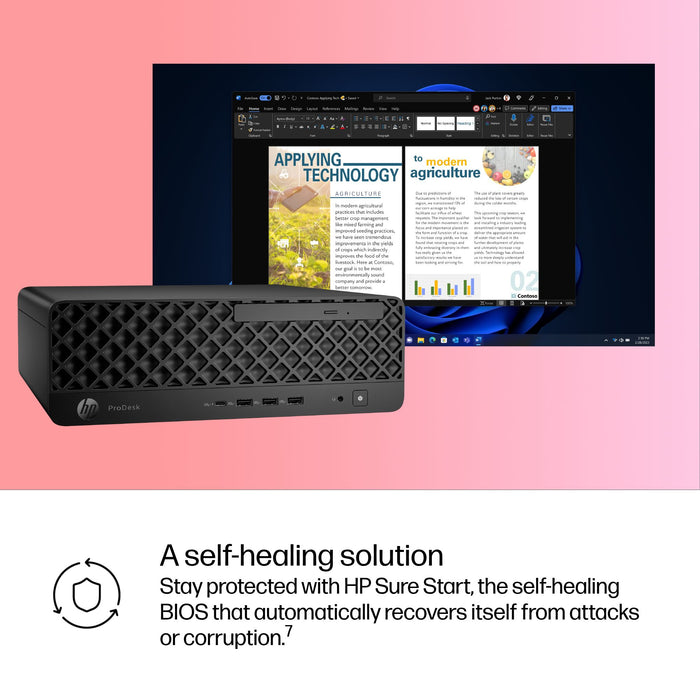 HP ProDesk 4 SFF G1i AI, Intel Core Ultra 7, 265, 16 GB, DDR5-SDRAM, 512 GB, Windows 11 Pro