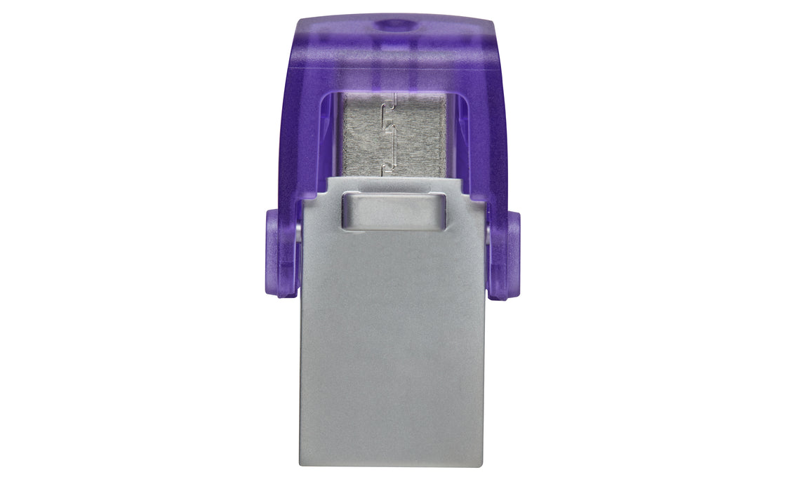 Kingston Technology DataTraveler 64GB microDuo 3C 200MB/s dual USB-A + USB-C, 64 GB, USB Type-A / USB Type-C, 3.2 Gen 1 (3.1 Gen 1), 200 MB/s, Other, Purple, Stainless steel