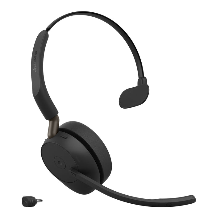 Jabra Evolve3 65 MS - USB-C with Dongle - Mono (Charging Stand), Wireless, Office/Call center, 20 - 20000 Hz, 131 g, Headset, Black