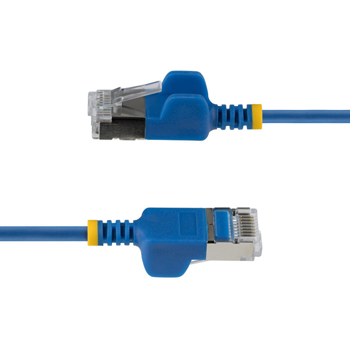 StarTech.com 2m Blue Ultra Slim Cat6A Ethernet Cable, Snagless, FTP, Pure Bare Copper Wire, 34AWG Slim RJ45 Network Patch Cord, Individually Tested, 2 m, Cat6a, U/FTP (STP), RJ-45, RJ-45, Blue