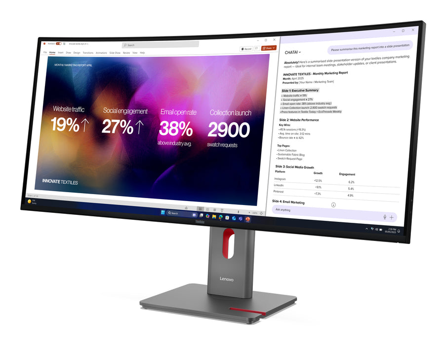 Lenovo ThinkVision P40WD-40 Monitor, 100.8 cm (39.7"), 5120 x 2160 pixels, WUHD, LCD, 6 ms, Black