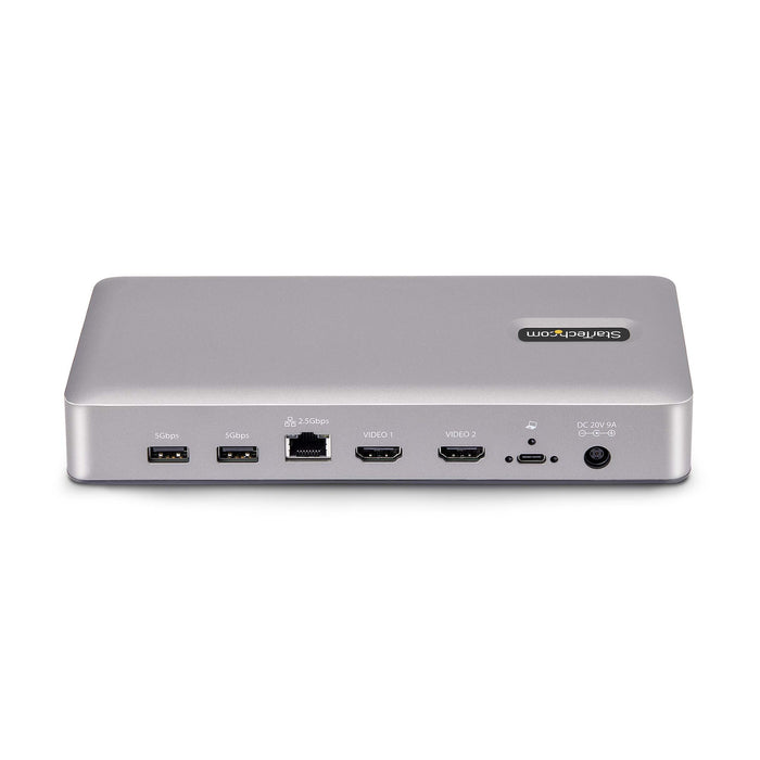 StarTech.com Dual-Monitor USB4 Docking Station, Dual 4K 120Hz or Single 8K 60Hz HDMI, 100W Laptop Charging, 2.5GbE, USB-C Multi-Monitor Dock, Driverless, Wired, USB4, 100 W, 10,100,1000,2500 Mbit/s, Silver, 40 Gbit/s