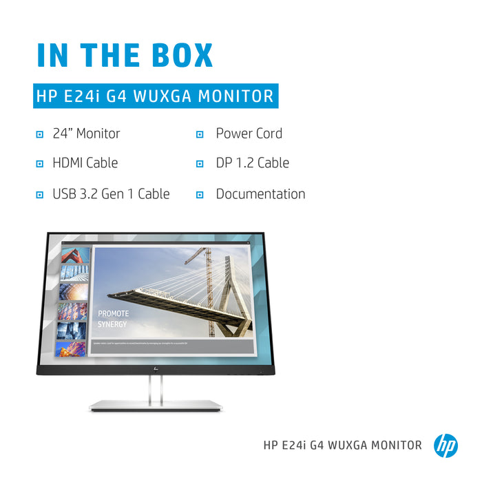 HP E-Series E24i G4 WUXGA Monitor, 61 cm (24"), 1920 x 1200 pixels, WUXGA, LCD, 5 ms, Black