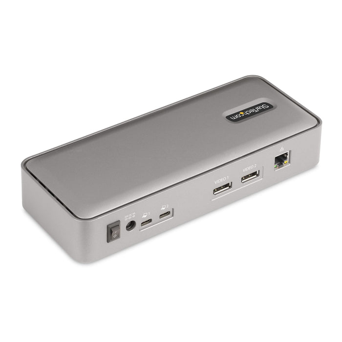 StarTech.com Dual-Laptop USB-C KVM Docking Station, Dual Monitor 4K 60Hz DisplayPort Dock, 5-Port USB Hub, GbE, 90W/45W Power Delivery to Two Laptops, Windows/Mac, 2-Host KVM Dock - TAA, 3840 x 2160 pixels, Ethernet LAN, 4K Ultra HD, 180 W, Silver