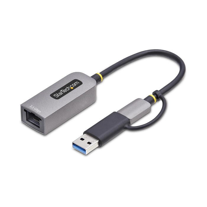 StarTech.com 2.5GbE USB-C to Ethernet Adapter with USB-A Converter, NBASE-T NIC, USB 3.0 Type-C 2.5/1G Multi Speed Network, Thunderbolt Compatible, Windows & Mac, Wired, USB Type-C, Ethernet, 5000 Mbit/s, Grey