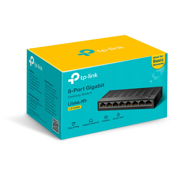 TP-Link LS1008G, Unmanaged, Gigabit Ethernet (10/100/1000), Wall mountable