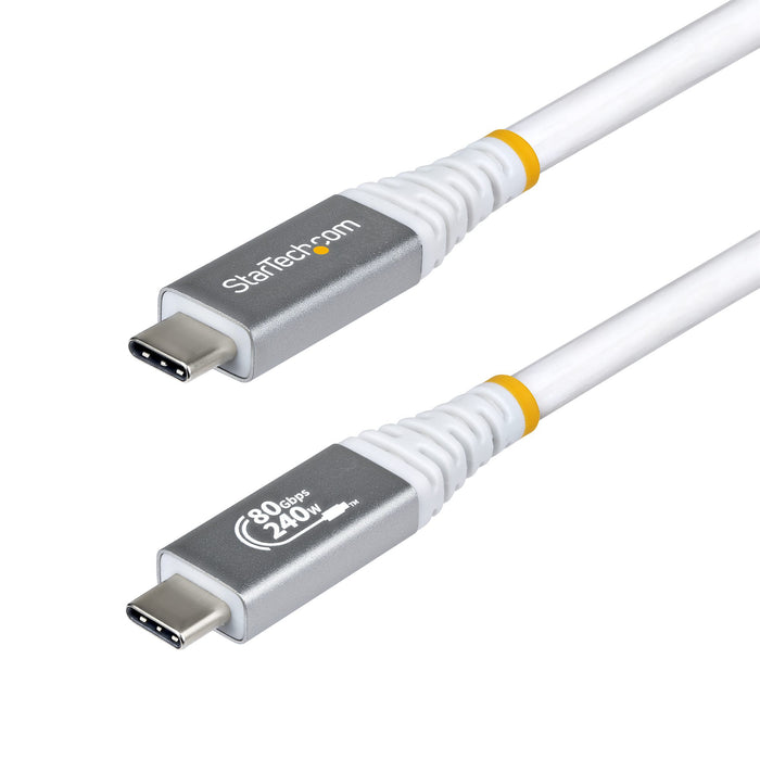StarTech.com 1.5m (5ft) USB4 Cable, 80Gbps, USB-IF Certified USB-C Cable, 240W PD, 8K 120Hz/4K 240Hz DP2.1 DP80, TPE Jacket, Thunderbolt 4 Compatible - White USB-C Cord, 1.5 m, USB C, USB C, USB4 Gen 4x2, 80 Gbit/s, White