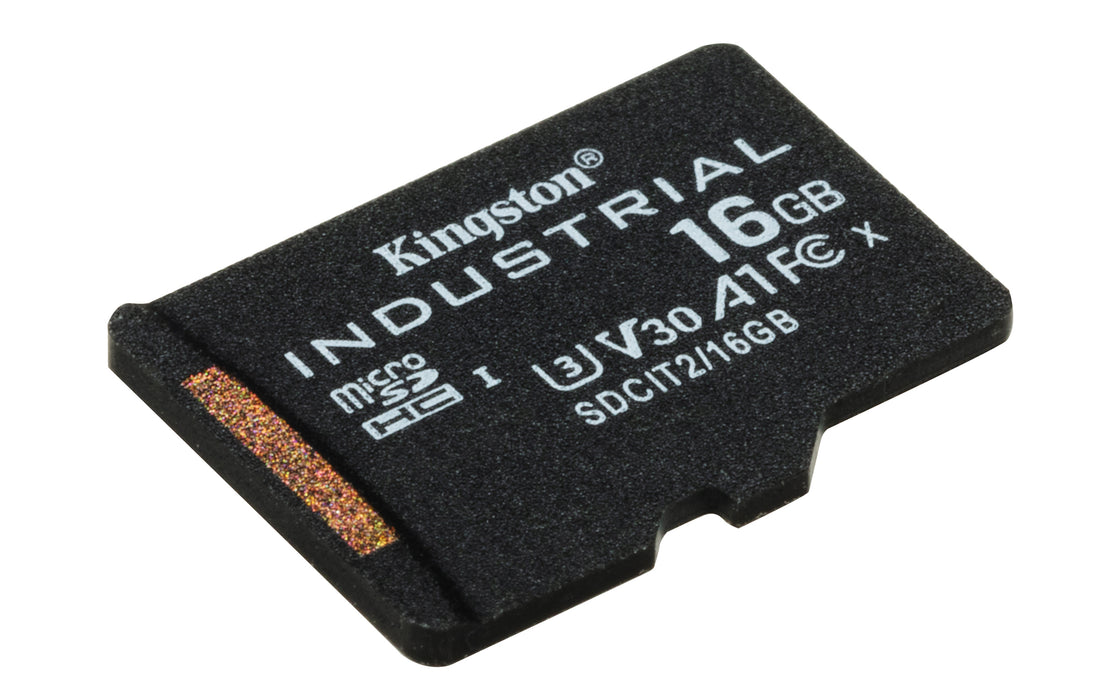 Kingston Technology 16GB microSDHC Industrial C10 A1 pSLC Card + SD Adapter, 16 GB, MicroSDHC, Class 10, UHS-I, 100 MB/s, 80 MB/s