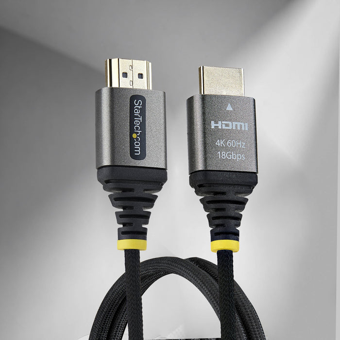 StarTech 50cm (1.6ft) Premium Certified High Speed HDMI Cable, Ultra Flexible HDMI Cable, 4K 60Hz/1440p 144Hz w/HDR10/ARC, 18Gbps, High Flex Braided HDMI Cord