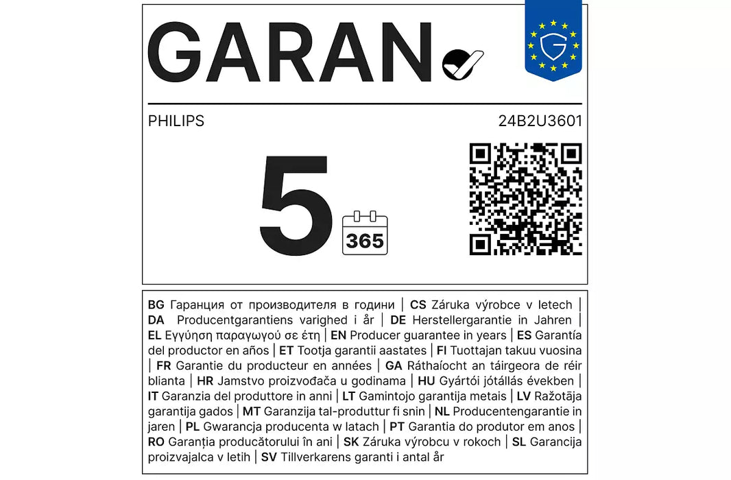 Philips 24B2U3601, 60.5 cm (23.8"), 2560 x 1440 pixels, Quad HD, LCD, 4 ms, Black