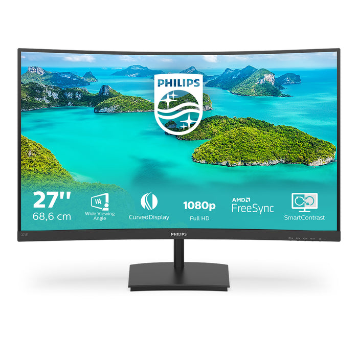 Philips E Line 271E1SCA/00, 68.6 cm (27"), 1920 x 1080 pixels, Full HD, LCD, 4 ms, Black