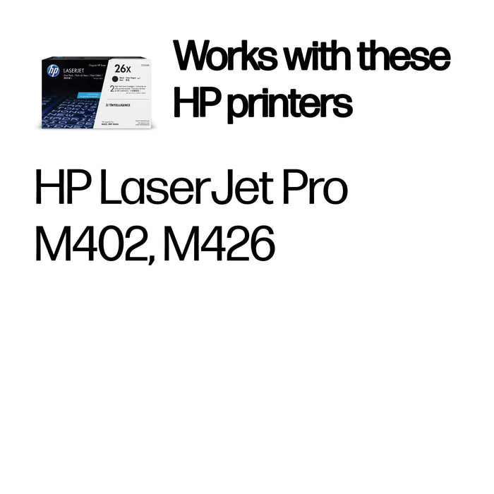 HP 26X 2-pack High Yield Black Original LaserJet Toner Cartridges, 18000 pages, Black, 2 pc(s)