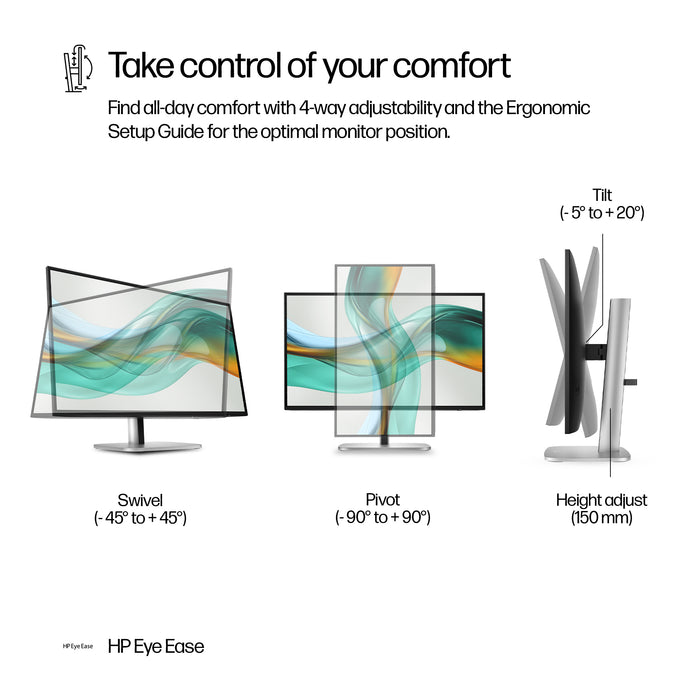 HP Series 5 Pro 27 inch QHD USB-C Monitor - 527pu, 68.6 cm (27"), 2560 x 1440 pixels, Quad HD, LCD, 5 ms, Black