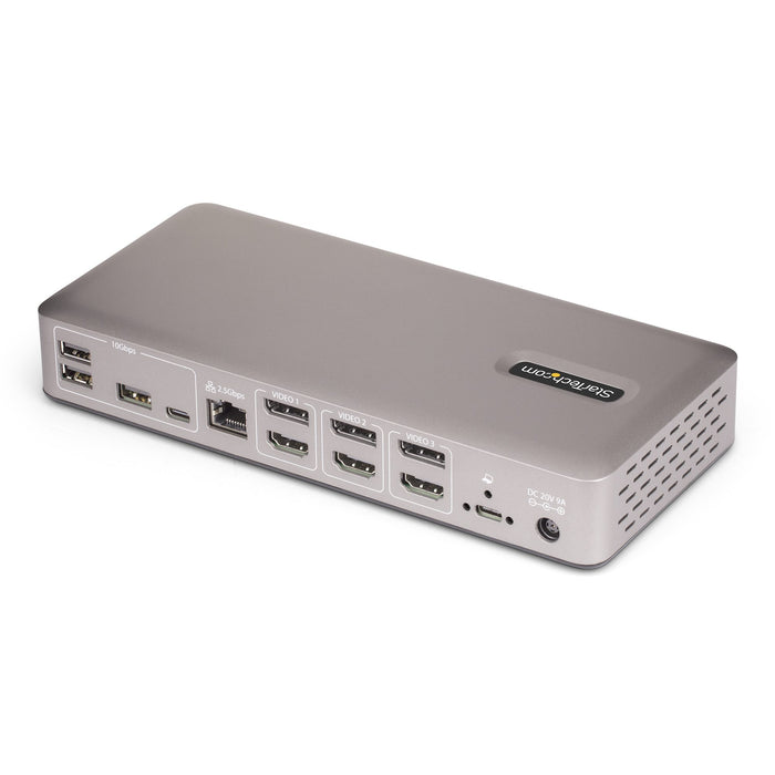 StarTech.com Triple-Monitor USB4 Docking Station, 4K 60Hz HDMI or DisplayPort, 100W Laptop Charging, 2.5GbE, USB-C Multi-Monitor Dock, Driverless, Wired, USB4, 3.5 mm, 10,100,1000,2500 Mbit/s, Grey, 40 Gbit/s