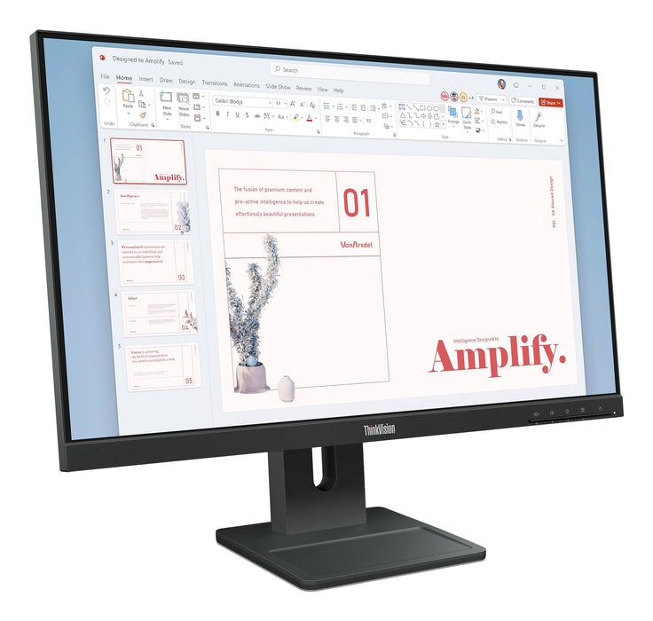 Lenovo ThinkVision E24-40 Monitor, 60.5 cm (23.8"), 1920 x 1080 pixels, Full HD, LCD, 6 ms, Black