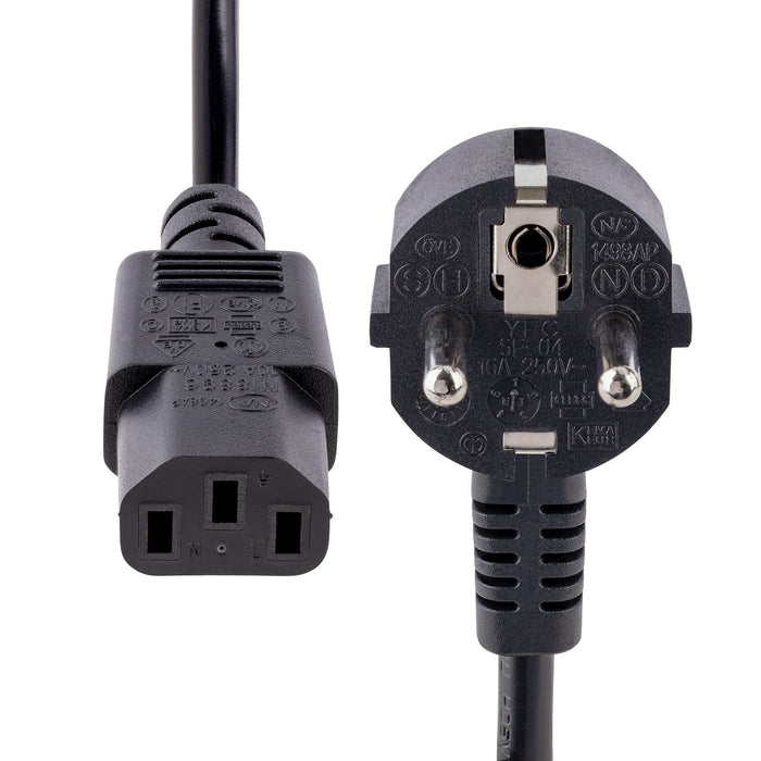 StarTech.com 1m (3ft) Computer Power Cord, 18AWG, EU Schuko to C13 Power Cord, 250V 10A, Black Replacement AC Cord, TV/Monitor Power Cable, Schuko CEE 7/7 to IEC 60320 C13 Power Cord - PC Power Supply Cable, 1 m, CEE7/7, C13 coupler, SVT, 250 V, 10 A