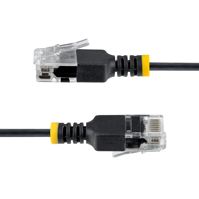StarTech.com 80cm Black Ultra Slim Cat6A Ethernet Cable, UTP, Pure Bare Copper Wire, 34AWG Slim RJ45 Network Patch Cord, Individually Tested, 0.8 m, Cat6a, U/UTP (UTP), RJ-45, RJ-45, Black