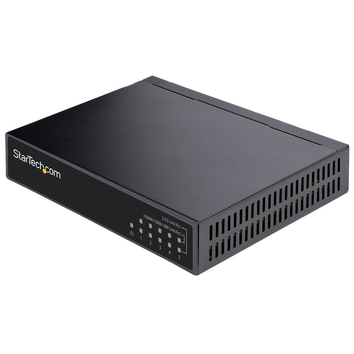 StarTech.com Unmanaged 2.5G Switch - 5 Port Gigabit Switch - 2.5GBASE-T Unmanaged Ethernet Switch - Ethernet Splitter - Din Rail or Wall Mount - Multi-Gigabit - Auto-MDIX - 9K Jumbo, Unmanaged, 2.5G Ethernet (100/1000/2500), Full duplex, Wall mountable
