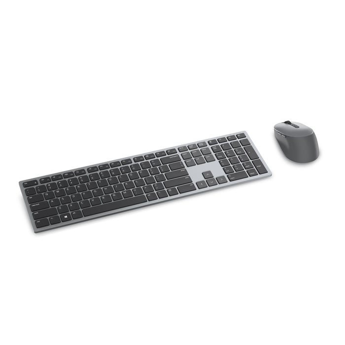 DELL Pro Plus Keyboard and Mouse - KM7321W - UK (QWERTY), Wireless, RF Wireless + Bluetooth, Scissor key switch, QWERTY, Grey, Titanium, Mouse included