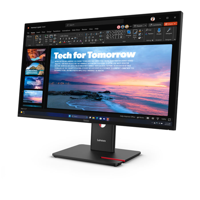 Lenovo ThinkVision T27QD-40, 68.6 cm (27"), 2560 x 1440 pixels, Wide Quad HD, LED, 6 ms, Black