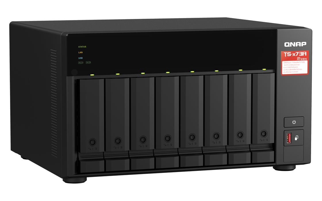 QNAP TS-873A, NAS, Tower, Ryzen Embedded, V1500B, 8 GB, DDR4