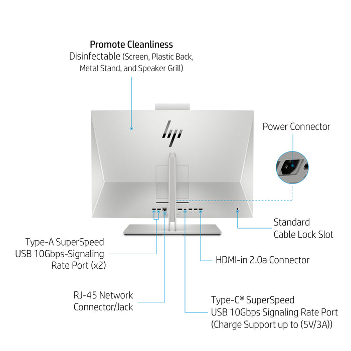 HP EliteOne 800 G8 27, 68.6 cm (27"), Quad HD, Intel® Core™ i5, 8 GB, 256 GB, Windows 10 Pro
