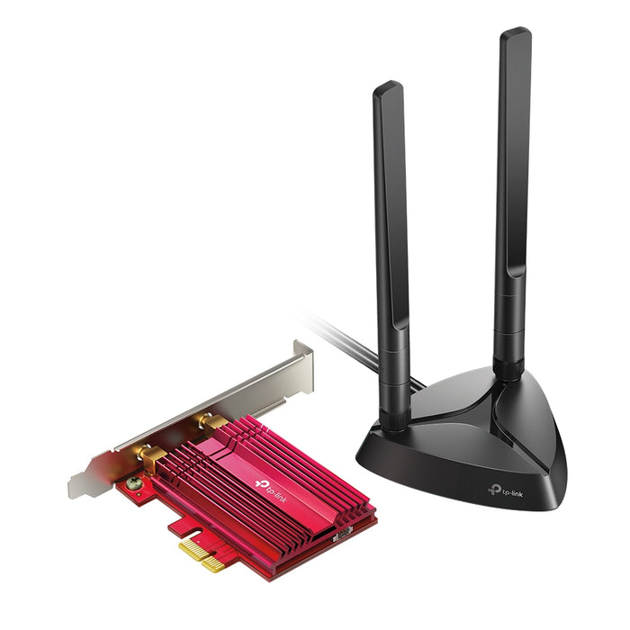 TP-Link Archer TX3000E, Internal, Wireless, PCI Express, WLAN / Bluetooth, 2402 Mbit/s, Black, Red