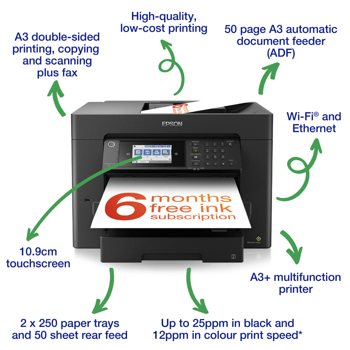 Epson WorkForce Pro WorkForce WF-7840DTWF, Inkjet, Colour printing, 4800 x 2400 DPI, A4, Direct printing, Black
