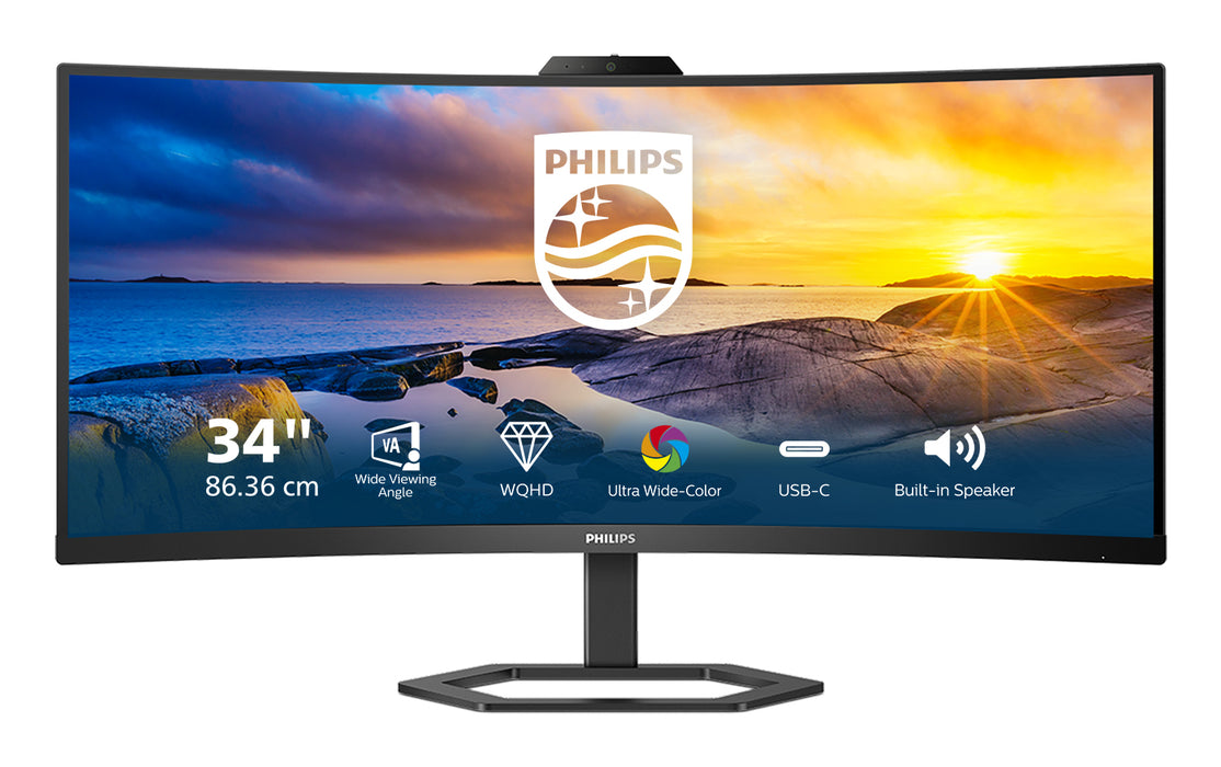 Philips 5000 series 34E1C5600HE/00, 86.4 cm (34"), 3440 x 1440 pixels, 4K Ultra HD, LED, 4 ms, Black