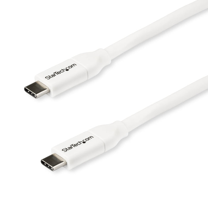 StarTech.com 6.6ft (2m) USB-C Fast Charging Cable, Charge & Sync, 100W (5A) PD, USB 2.0, USB-IF Certified - White USB C Charging Cord, 2 m, USB C, USB C, USB 2.0, 0.48 Gbit/s, White