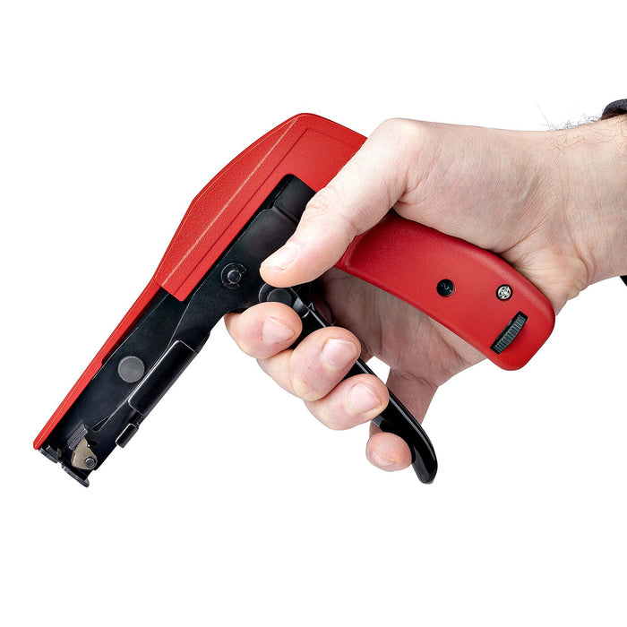 StarTech.com Nylon Cable Tie Gun, Zip Tie Cable Installation and Cutter Tool, Zip Tie Tensioning/Tightener, Works with Nylon Zip Ties 2.4mm to 4.8mm, TAA Compliant, Nylon, Red, 2.4 - 4.8 mm, Aluminium, Steel, 127 mm, 156 mm