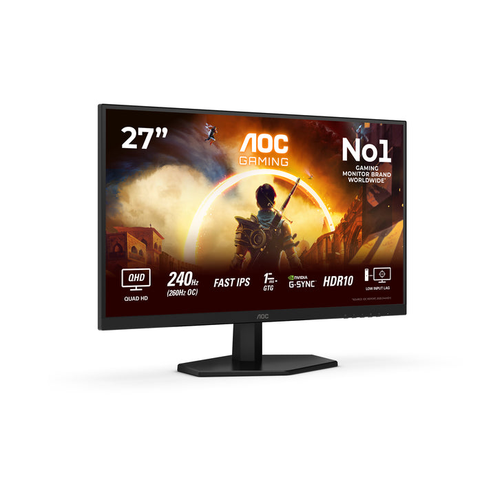 AOC G4 Q27G42ZE, 68.6 cm (27"), 2560 x 1440 pixels, Quad HD, LCD, 1 ms, Black, Red