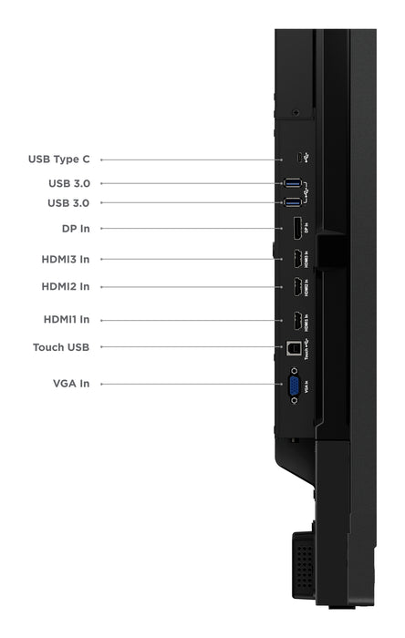 Lenovo ThinkVision T65, 165.1 cm (65"), 3840 x 2160 pixels, 4K Ultra HD, LED, 8 ms, Black