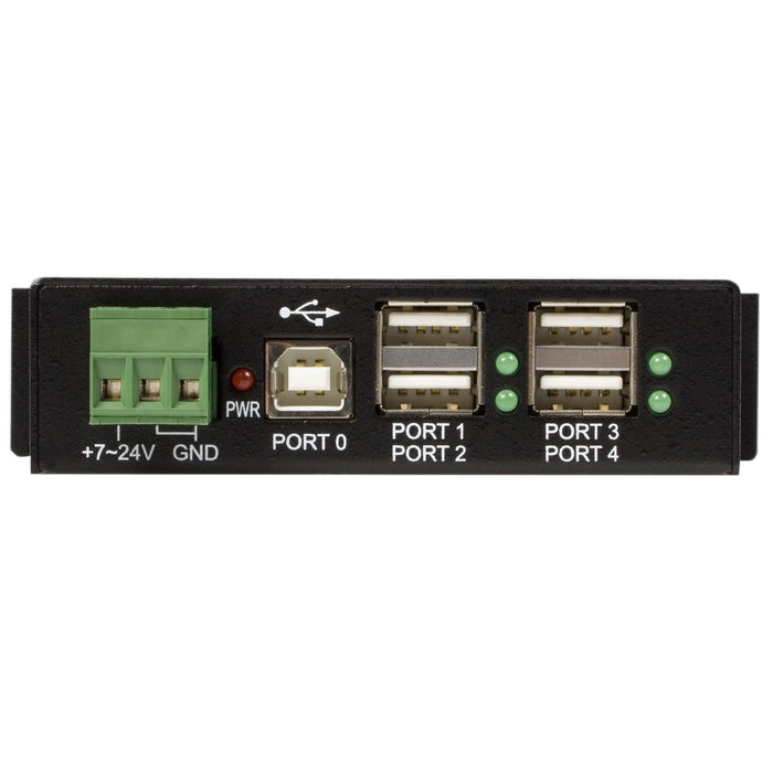 StarTech.com 4-Port USB 2.0 Hub - Metal Industrial USB-A Hub - Din Rail, Wall or Desk Mountable USB Data Hub - TAA Compliant USB Expander Hub, USB 2.0 Type-B, USB 2.0, 480 Mbit/s, Black, Steel, Power