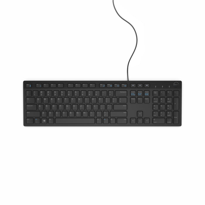 DELL Wired Keyboard - KB216 - UK (QWERTY) - Black, Full-size (100%), Wired, USB, Plunger key switch, QWERTY, Black
