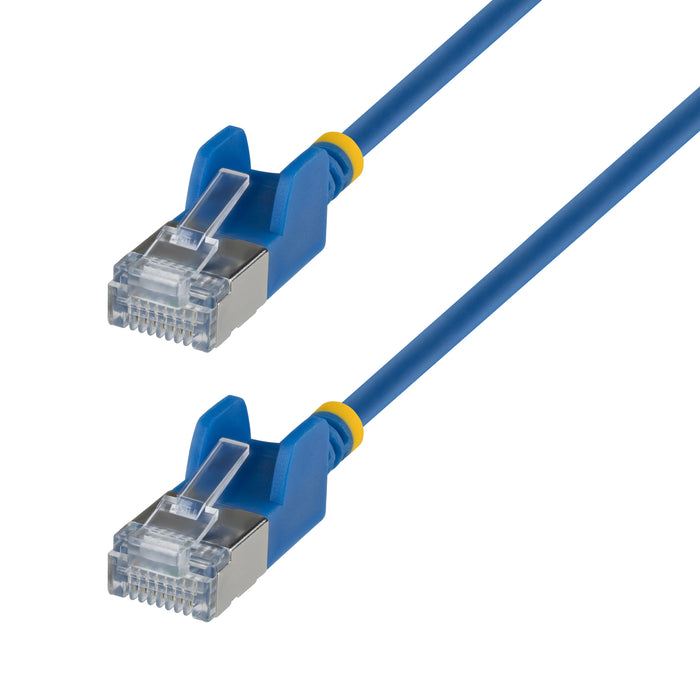 StarTech.com 80cm Blue Ultra Slim Cat6A Ethernet Cable, Snagless, FTP, Pure Bare Copper Wire, 34AWG Slim RJ45 Network Patch Cord, Individually Tested, 0.8 m, Cat6a, U/FTP (STP), RJ-45, RJ-45, Blue