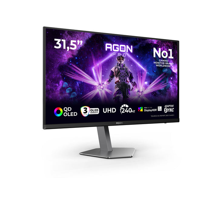 AOC AGON PRO AG326UZD2, 80 cm (31.5"), 3840 x 2160 pixels, 4K Ultra HD, OLED, 0.03 ms, Black