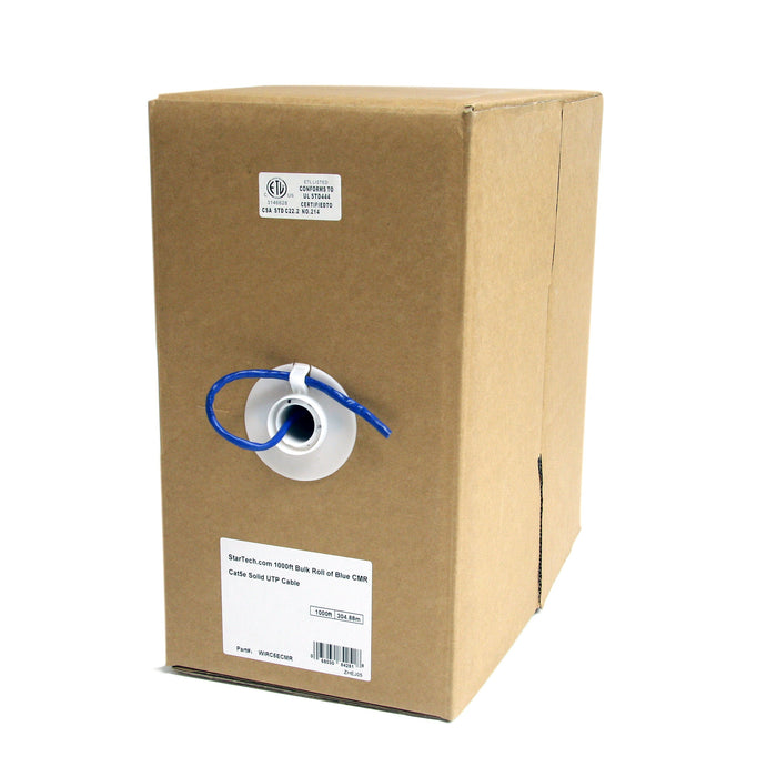 StarTech.com Bulk Cat 5e Ethernet Cable - 1000 ft. (304,8m) - Solid - CMR-Rated - Blue - TAA Compliant, 304.9 m, Cat5e, U/UTP (UTP), Blue