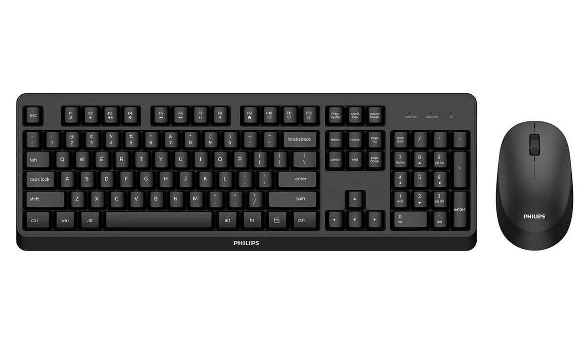Philips 3000 series SPT6307BL/40, Full-size (100%), Wireless, RF Wireless, QWERTY, Black, Mouse included